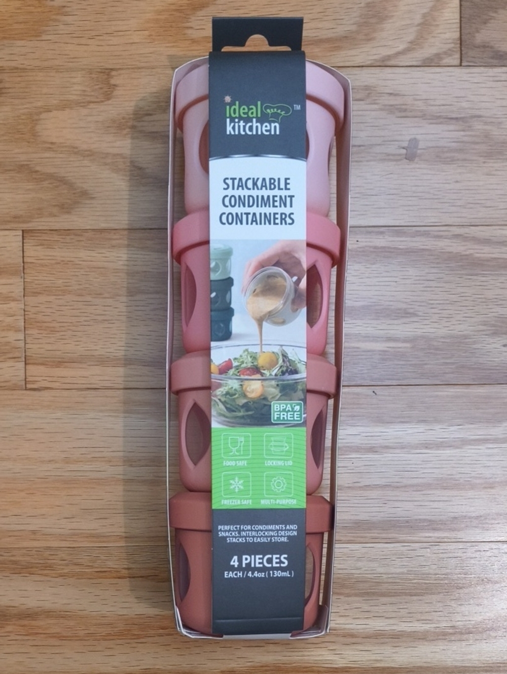 Ideal Kitchen Pink Stackable Condiment Containers - 4 Pack NWT